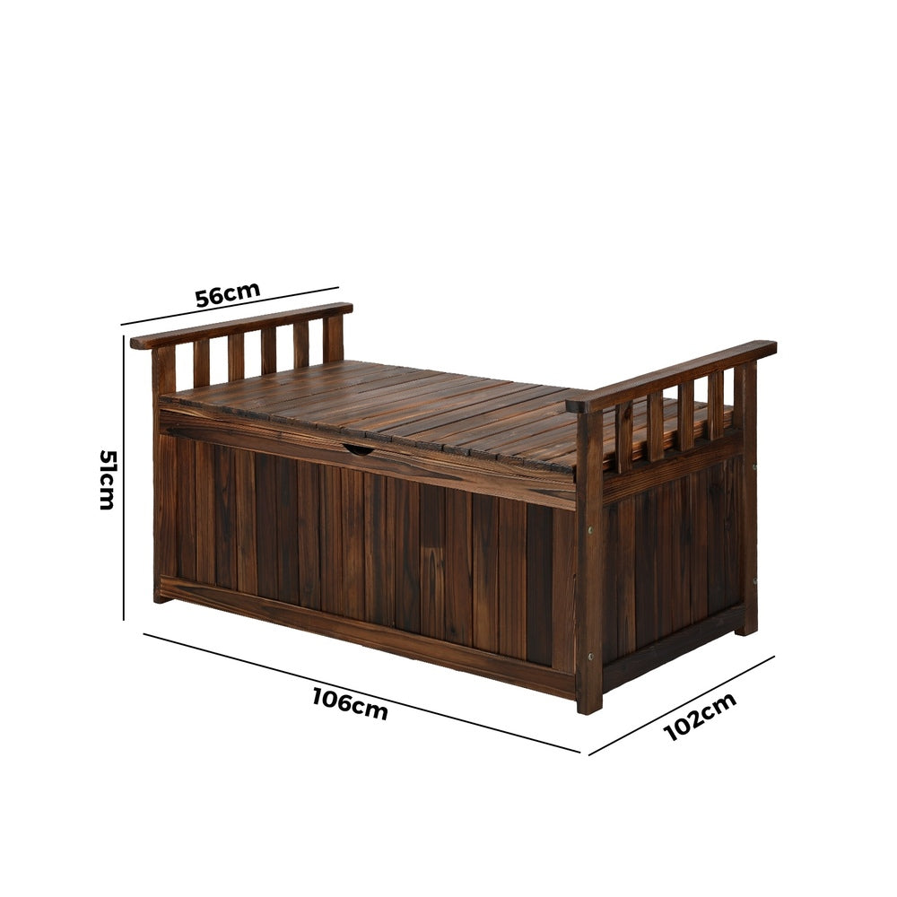 Outdoor Storage Box Wooden Garden Bench L Charcoal