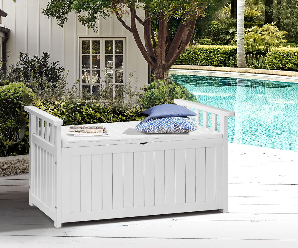 Outdoor Storage Box Wooden Garden Bench L Charcoal