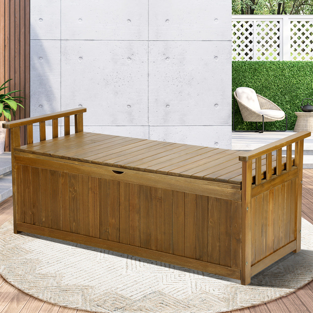 Outdoor Storage Box Garden Bench Wooden Chest Tool Container Cabinet XL