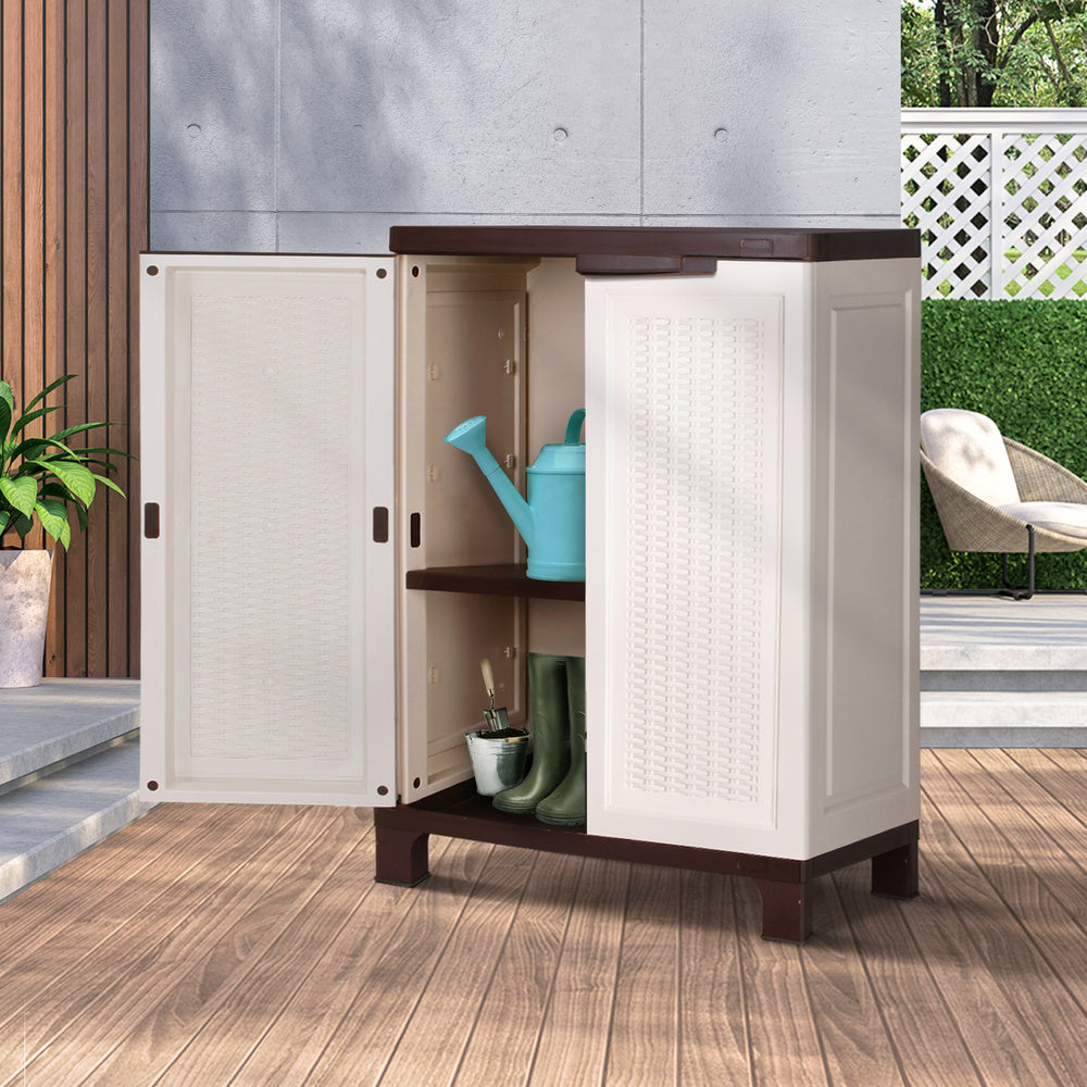 Outdoor Storage Cabinet Box Garage Cupboard Garden Adjustable Lockable