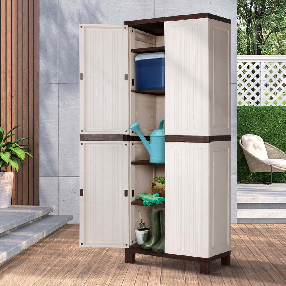 Outdoor Storage Cabinet Box Garage Cupboard Garden Adjustable Lockable