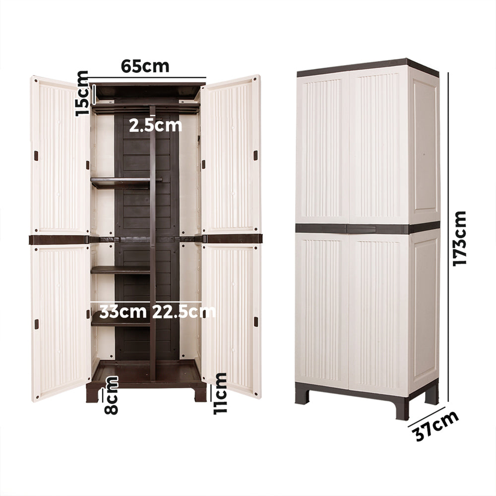 Outdoor Storage Cabinet Box Garage Cupboard Garden Adjustable Lockable