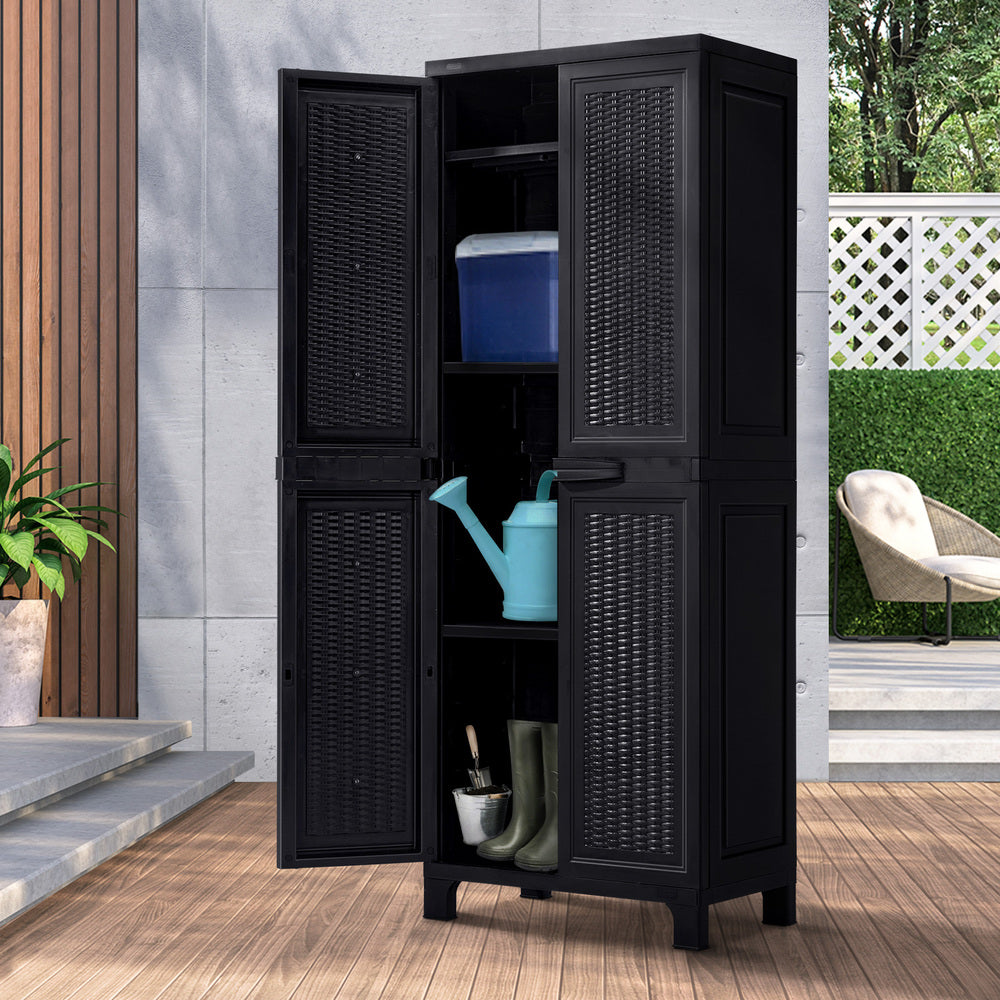 Outdoor Storage Cabinet Adjustable Tall Black