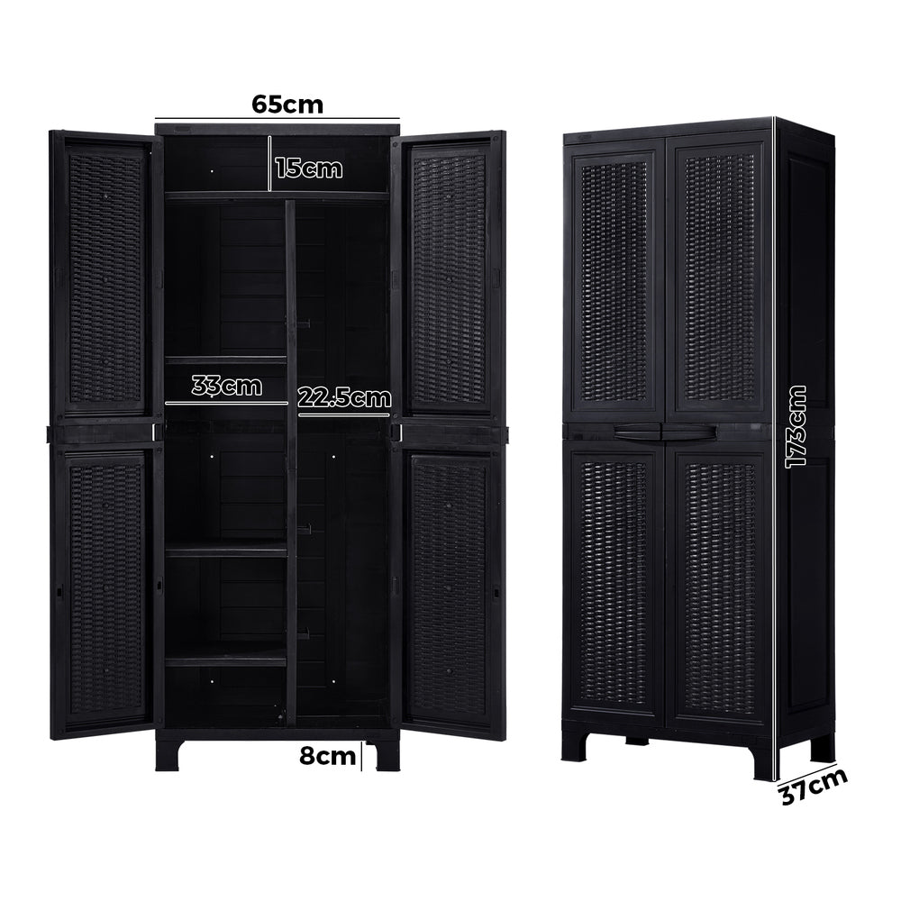 Outdoor Storage Cabinet Adjustable Tall Black