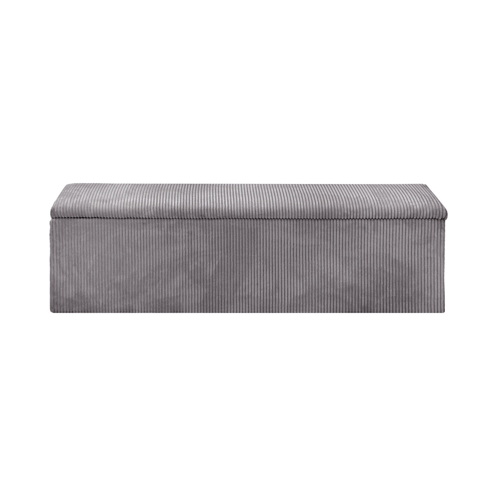 Storage Ottoman Blanket Box XL Polyester Beige/Grey