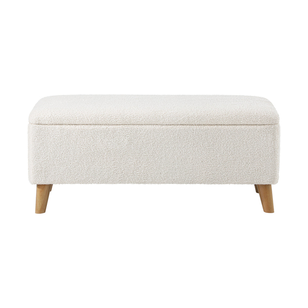 Storage Ottoman Sherpa Fabric White