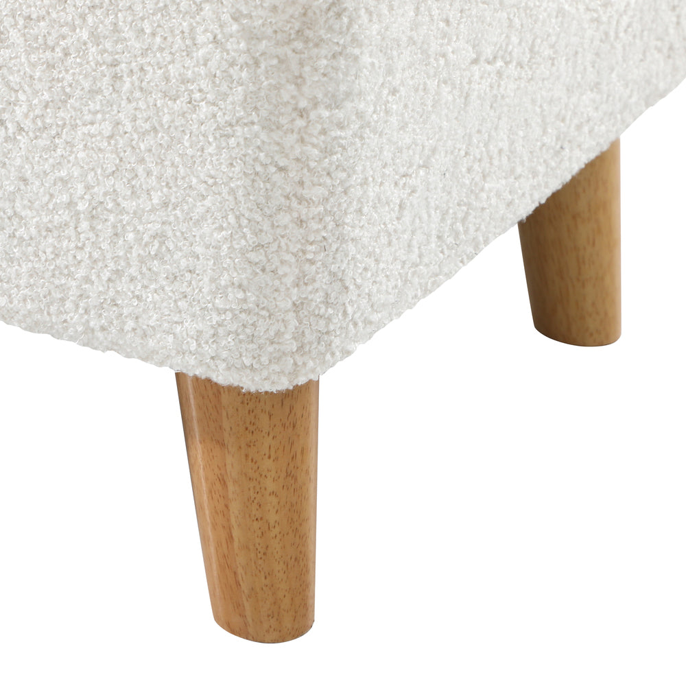 Storage Ottoman Sherpa Fabric White