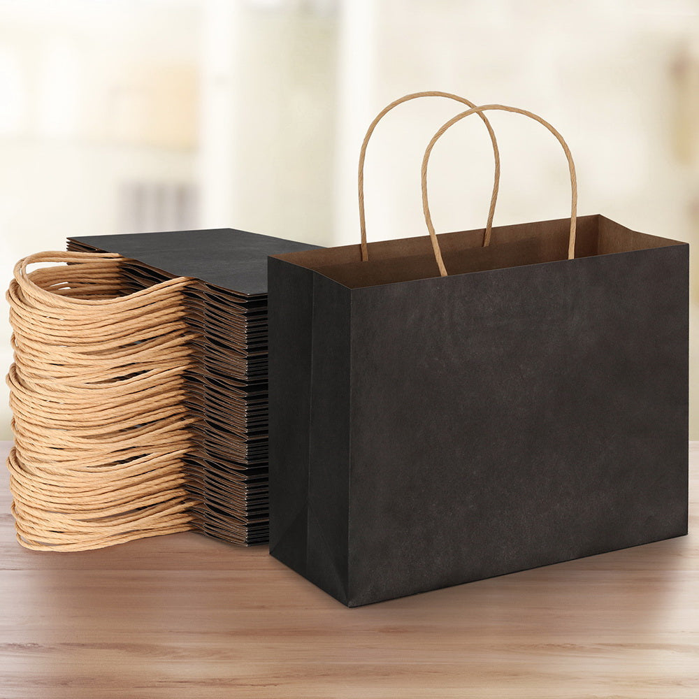 Reusable Paper Gift Bags - 50PCS Soft Handle Black