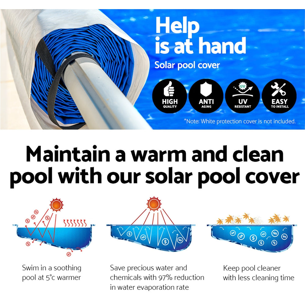 Aquabuddy Pool Cover 500 Micron 10x4m Silver Swimming Pool Solar Blanket 5.5m Roller