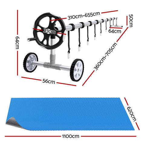 600 Micron Pool Cover w/ Roller 11x6.2m Solar Blanket