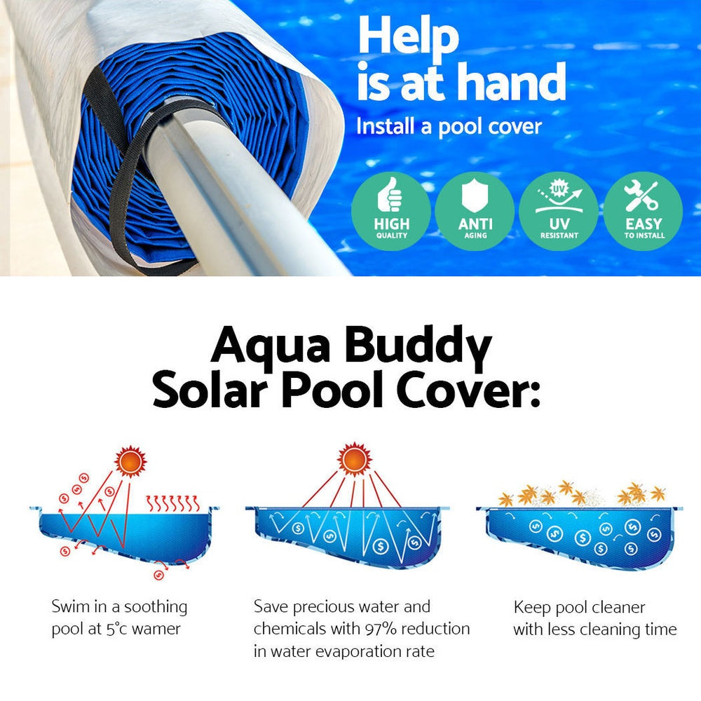 Heavy-Duty 500 Micron Pool Cover with Solar Blanket & Roller - 6.5x3M