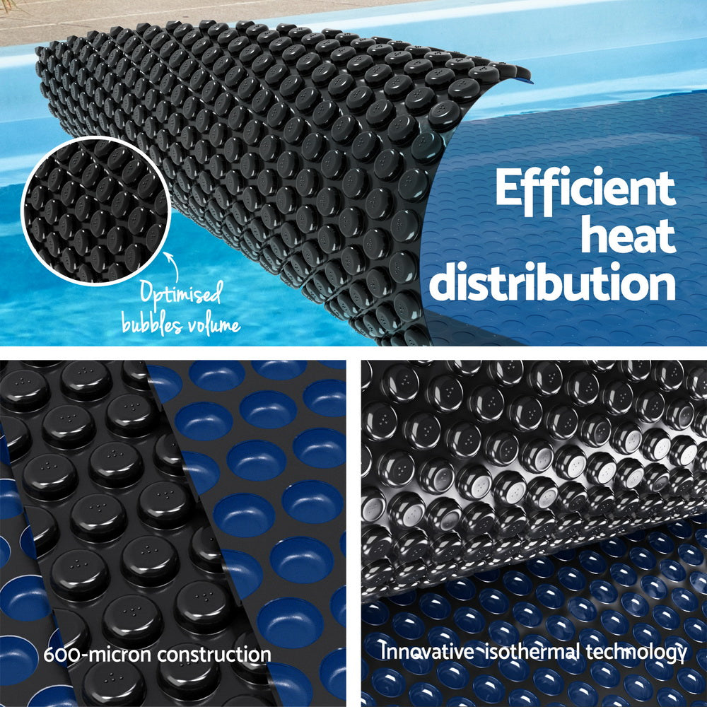 600 Micron Pool Cover w/ Roller 9.5x5m Black Solar Blanket