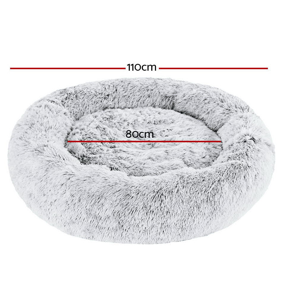 Pet Bed Dog Cat 110Cm Calming Extra Large Soft Plush Light Charcoal