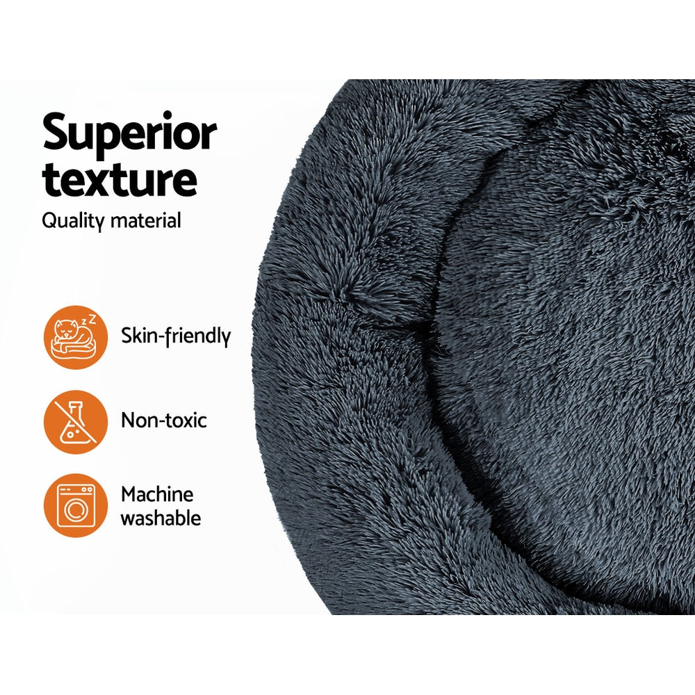 Pet Bed Dog Cat 110Cm Calming Extra Large Soft Plush Dark Grey