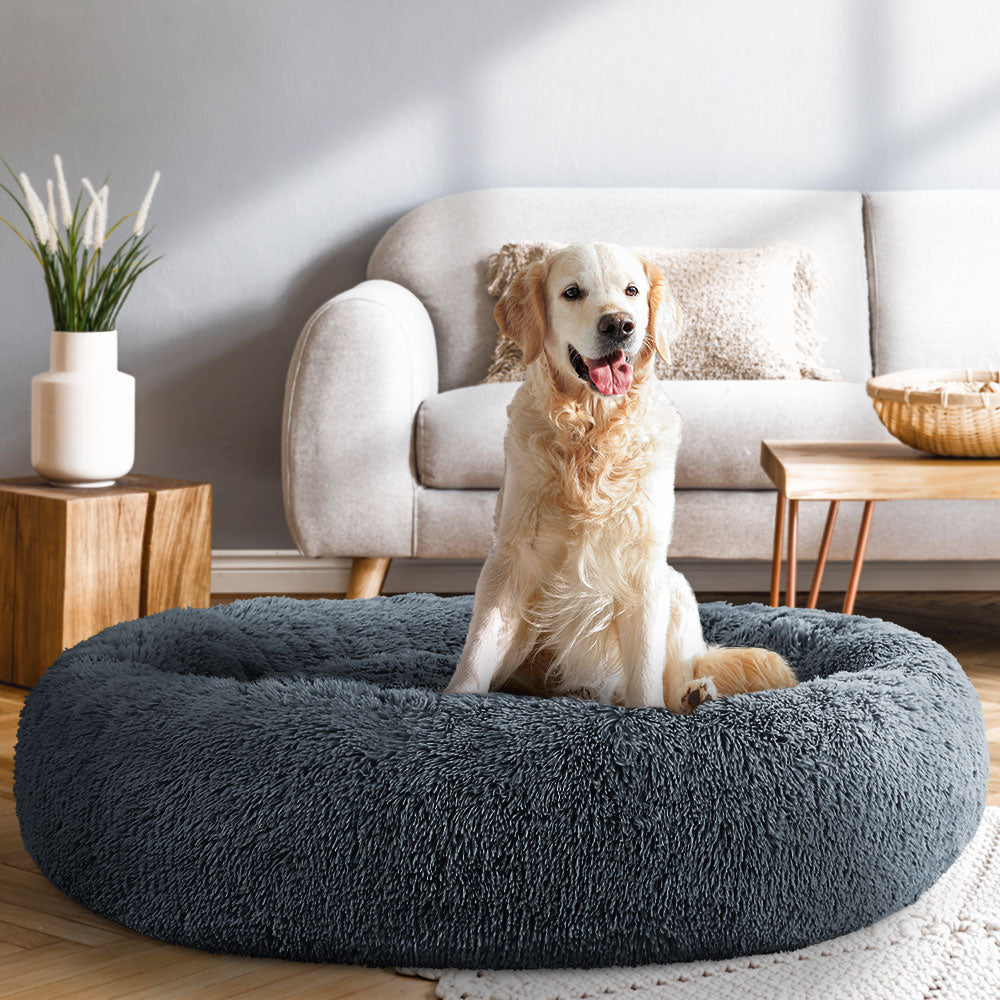 Pet Bed Dog Cat Calming Extra Large Soft Plush Light Charcoal/Dark Grey