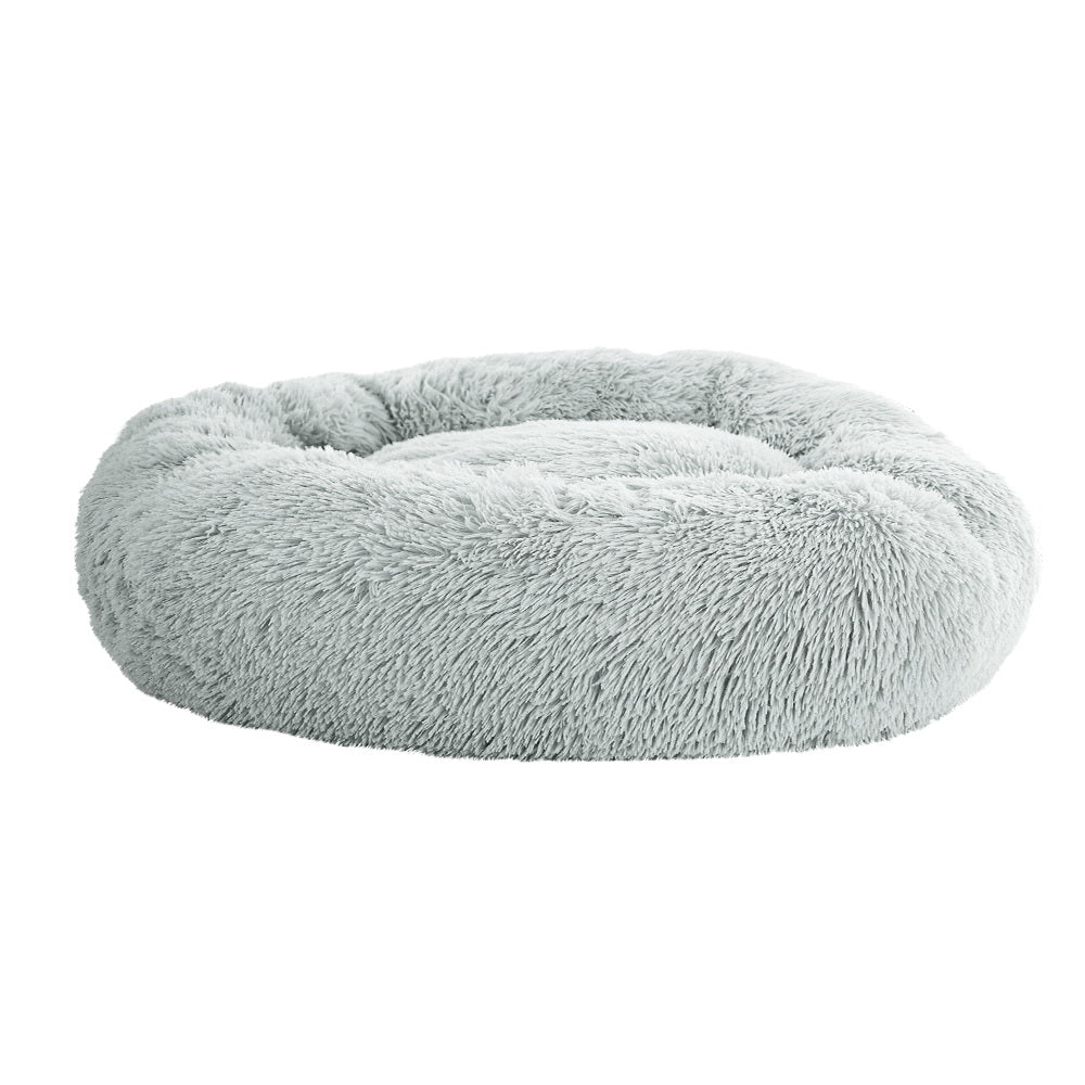 Pet Bed Dog Cat 90cm Large Calming Soft Plush Light Charcoal