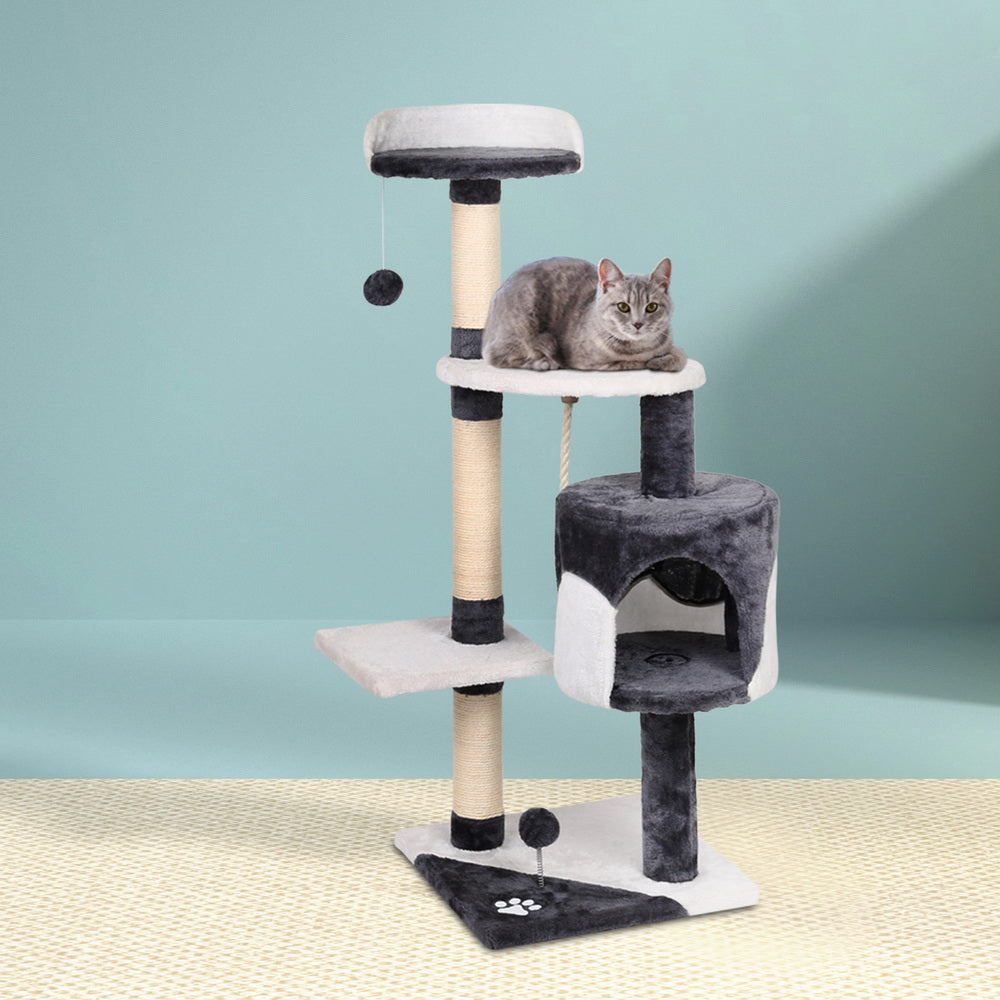 Sleek Cat Tree Tower with Scratching Posts - 112cm