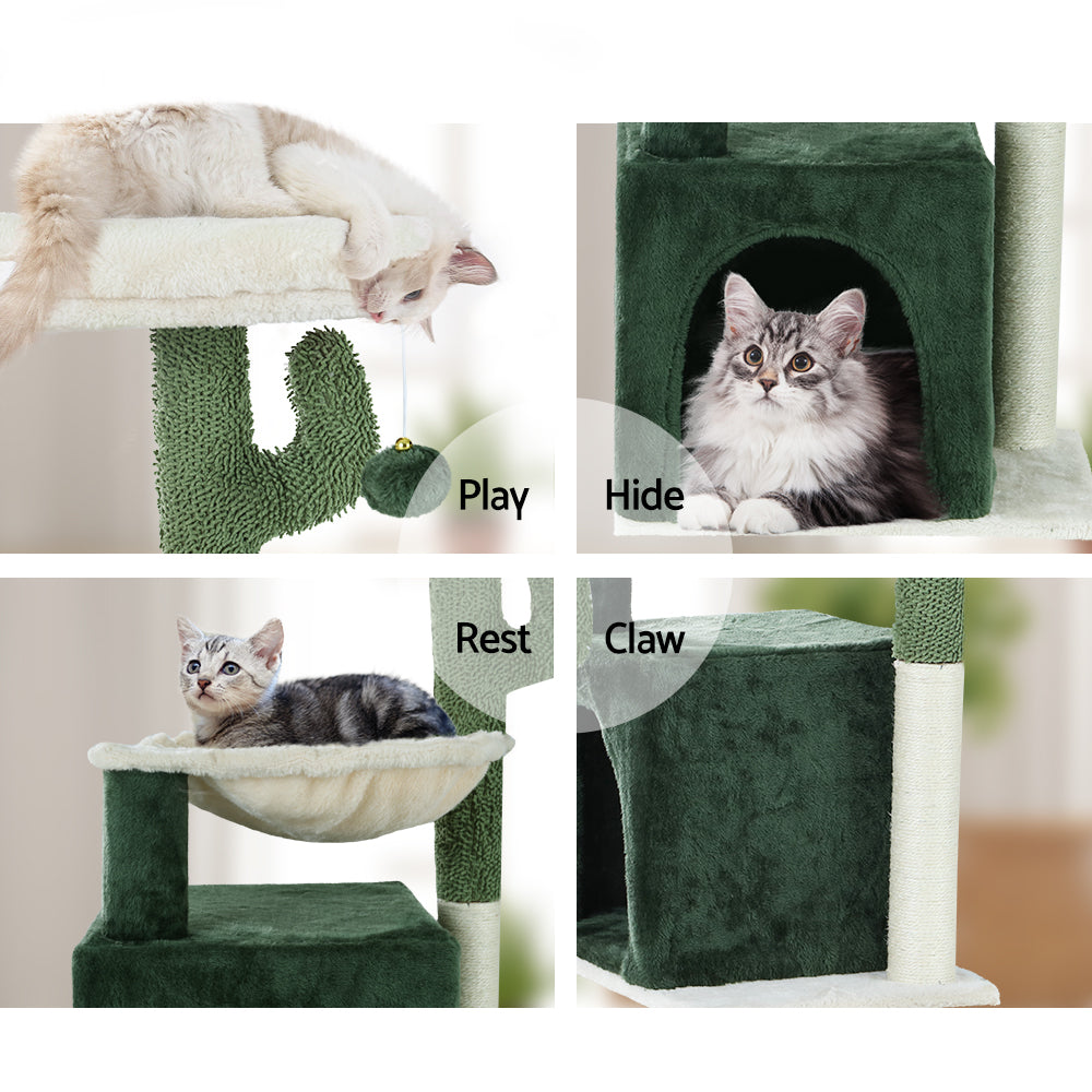 Stylish Cat Tree Tower with Scratching Posts - 78cm Green