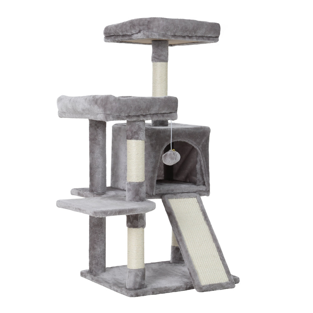 Modern Cat Tree Tower with Scratching Posts - Grey 103cm