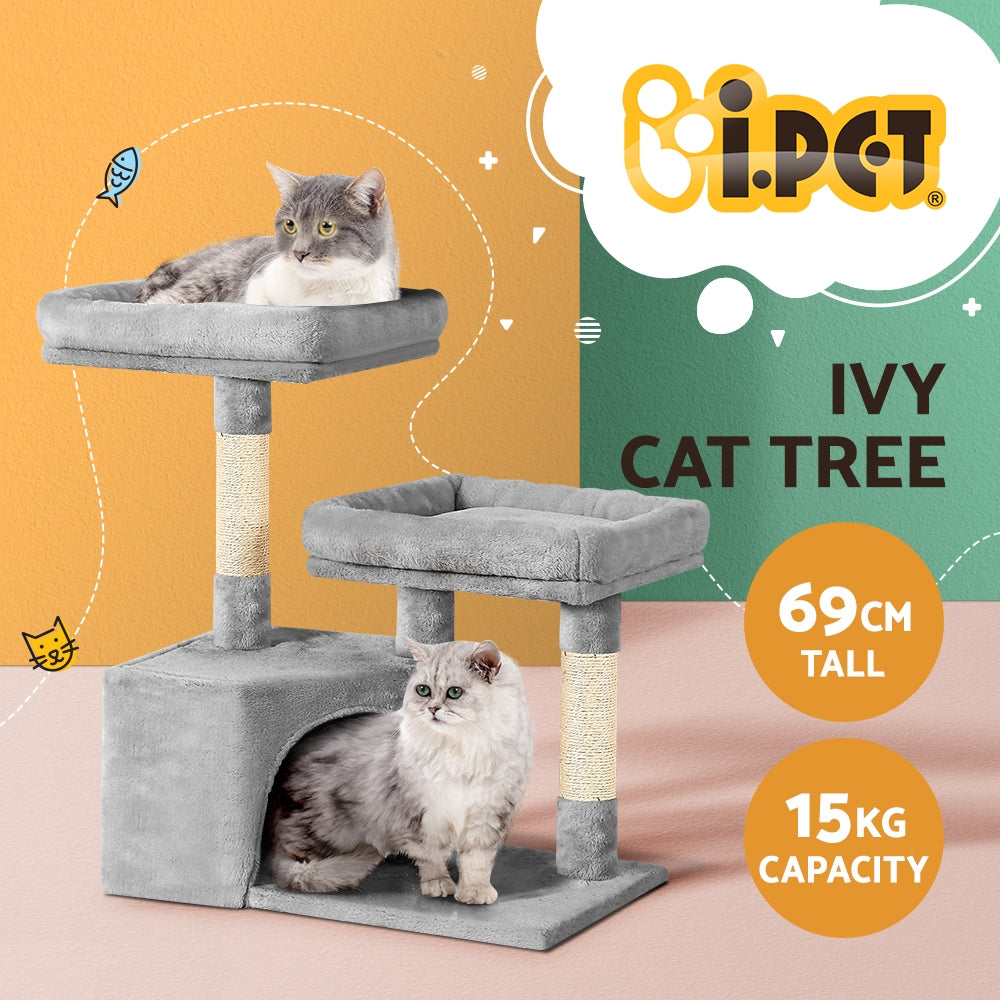 Durable Cat Tree Tower with Scratching Posts - 69cm