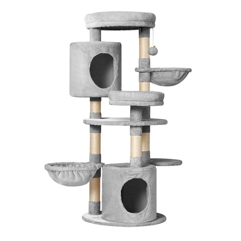 Sleek Cat Tree Tower with Scratching Posts - 123cm