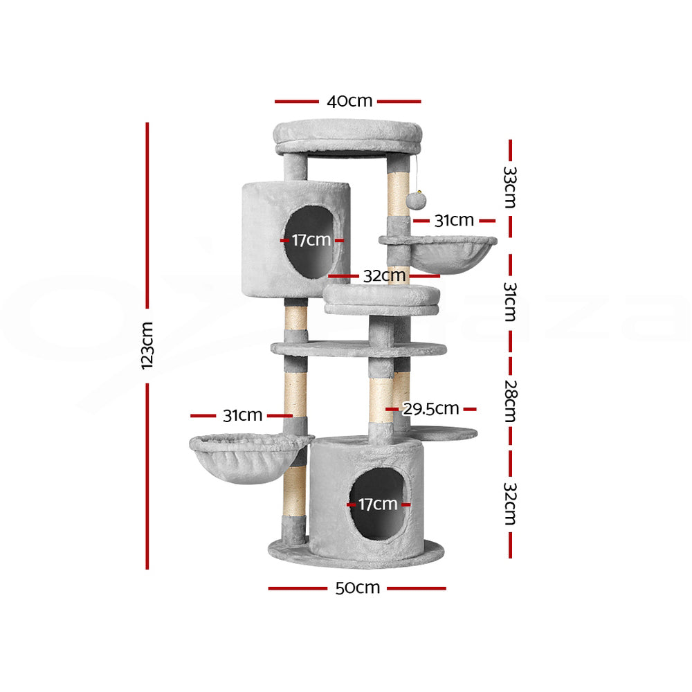 Sleek Cat Tree Tower with Scratching Posts - 123cm