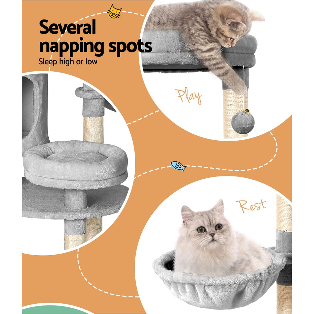 Sleek Cat Tree Tower with Scratching Posts - 123cm