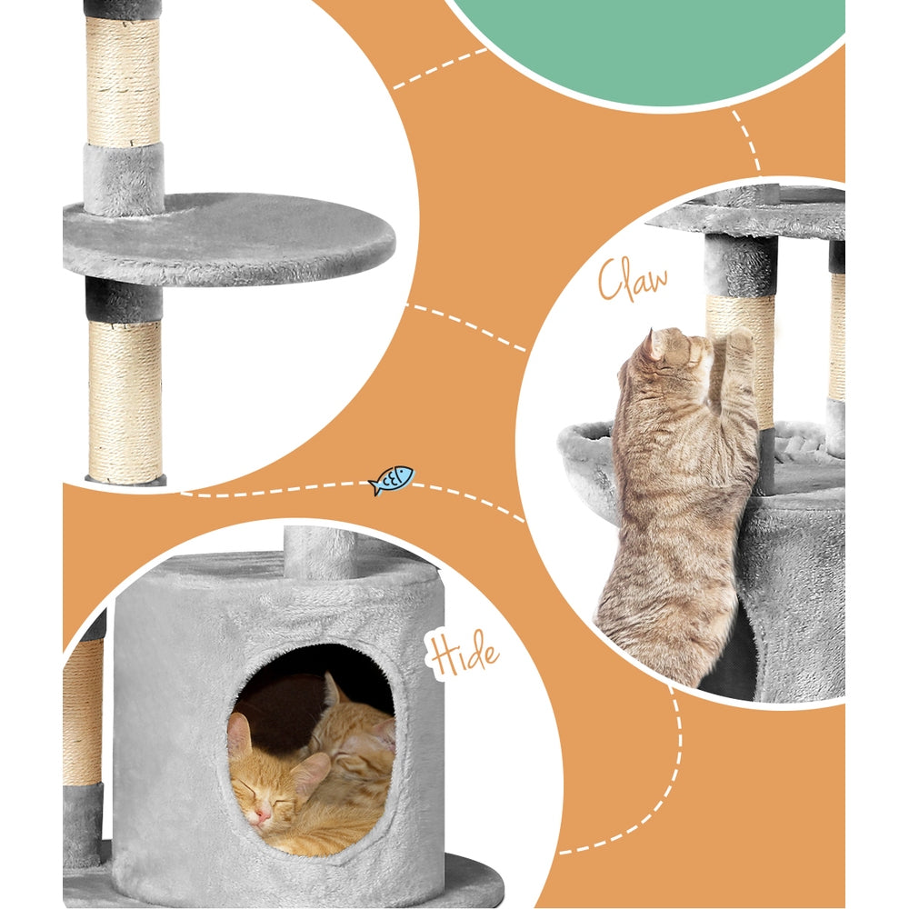 Sleek Cat Tree Tower with Scratching Posts - 123cm