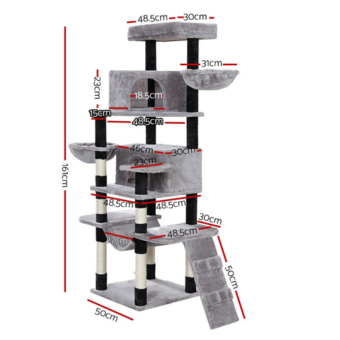 Elegant Cat Tree Tower with Scratching Posts - 161cm