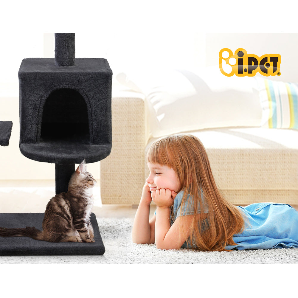 Stylish 140cm Cat Tree with Scratching Post - Grey