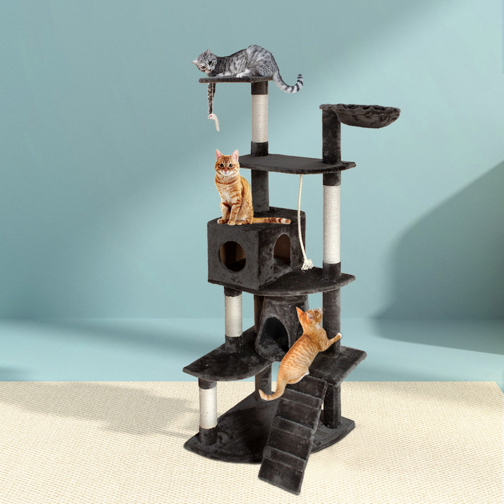 Stylish 193cm Cat Tree with Scratching Post - Grey