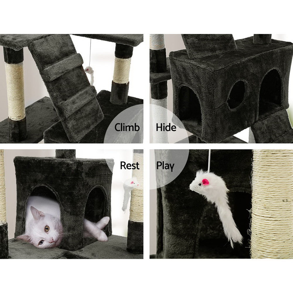 Elegant Cat Tree Tower with Scratching Posts - Grey 180cm