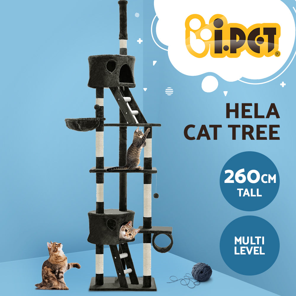 Massive 260cm Cat Tree with Scratching Post - Grey