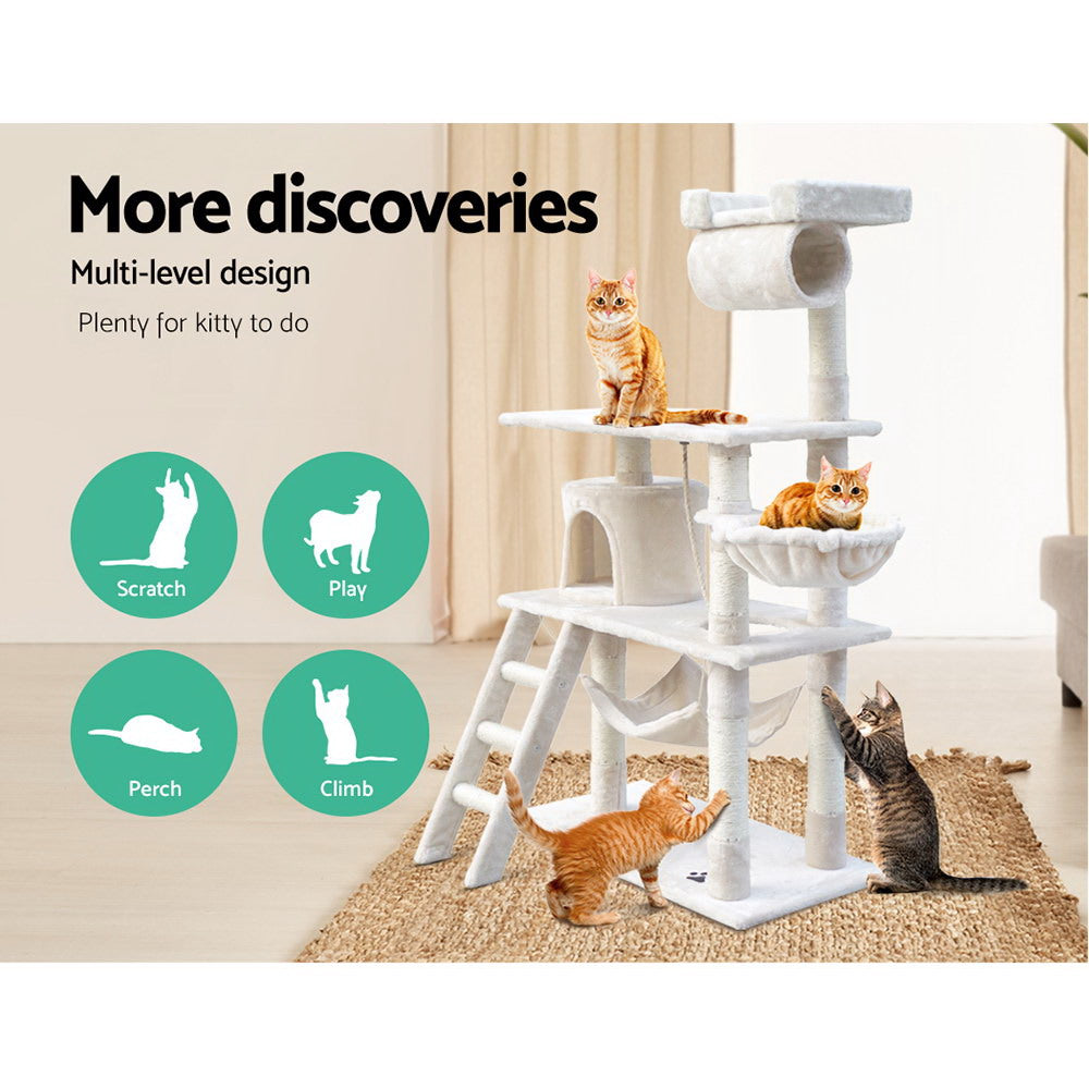 i.Pet Cat Tree 141cm Trees Scratching Post Scratcher Tower Condo House Furniture Wood