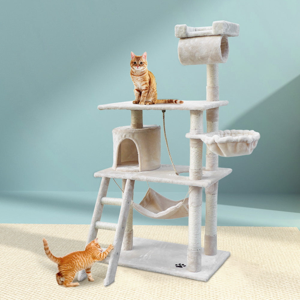 i.Pet Cat Tree 141cm Trees Scratching Post Scratcher Tower Condo House Furniture Wood