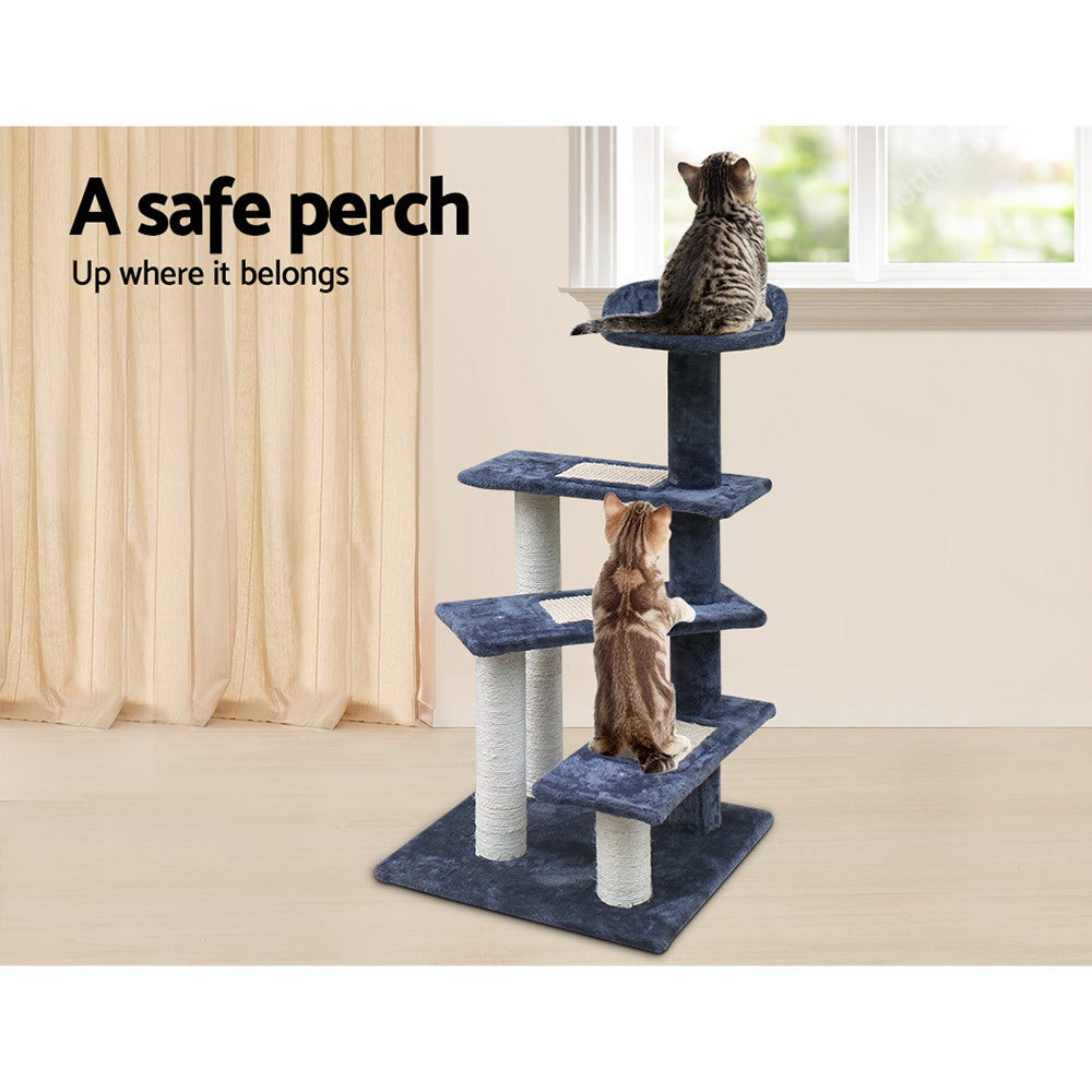 Sleek Cat Tree Tower with Scratching Posts - 100cm