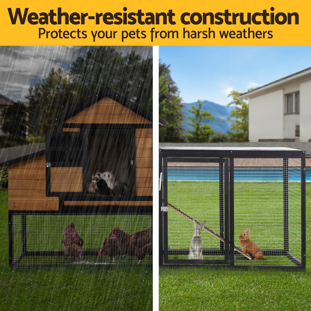 Modern Extra Large Wooden Chicken Coop - Outdoor Bunny House