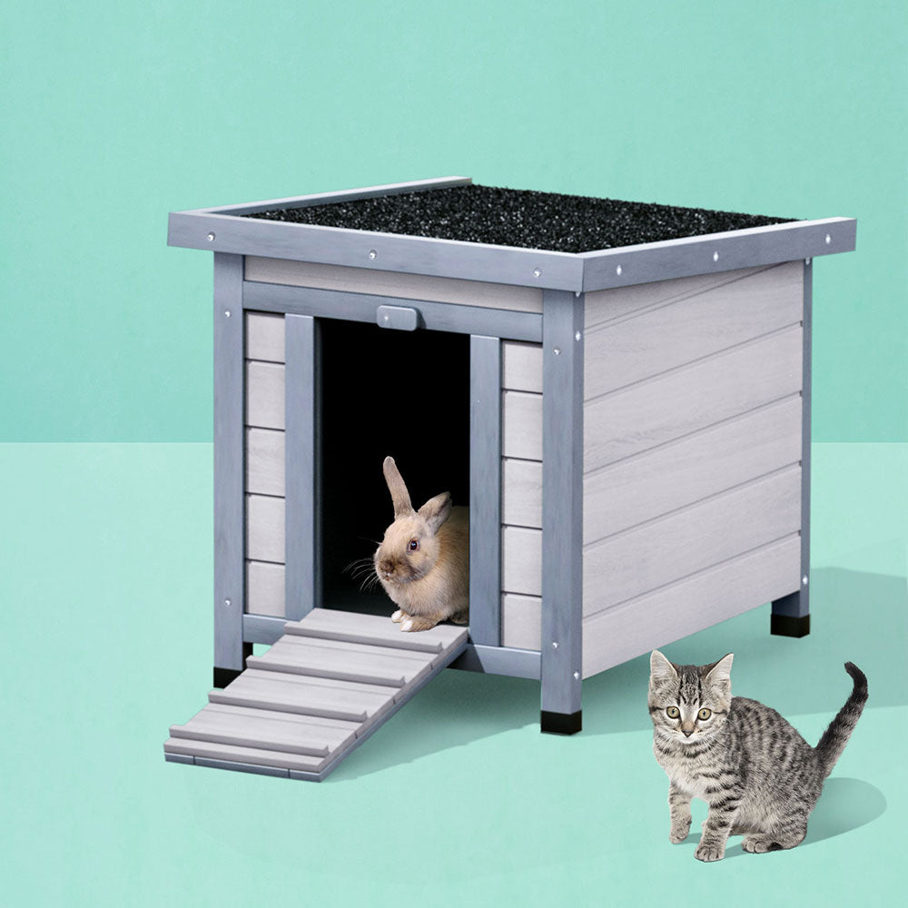 Rabbit Hutch Outdoor Cat House Wooden Shelter Condo Small