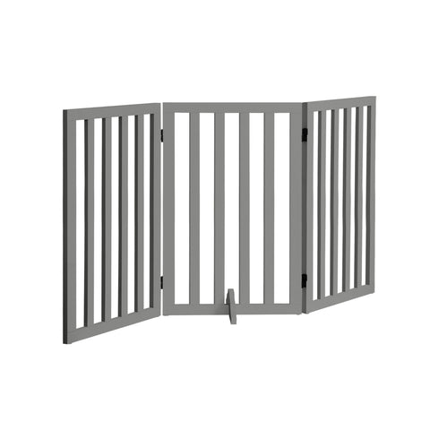 Wooden Pet Gate Dog Fence 3 Panels 80cm Grey