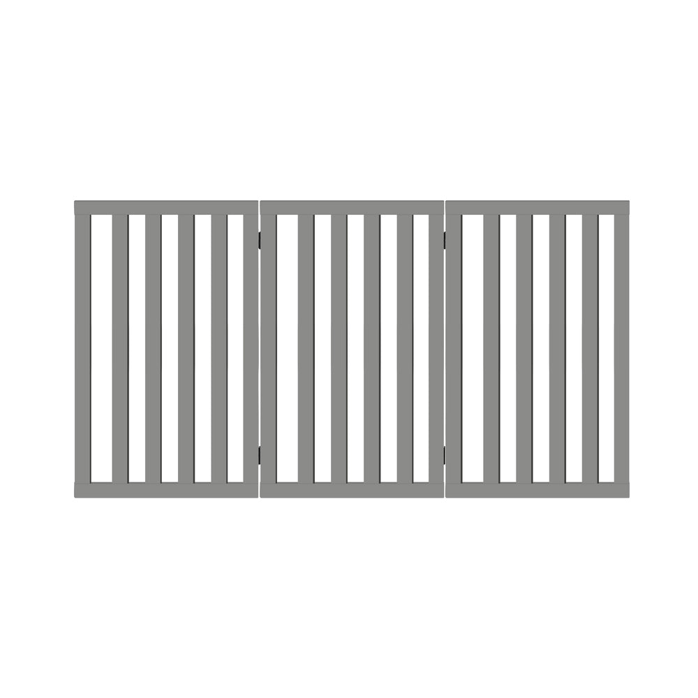 Wooden Pet Gate Dog Fence 3 Panels 80cm Grey