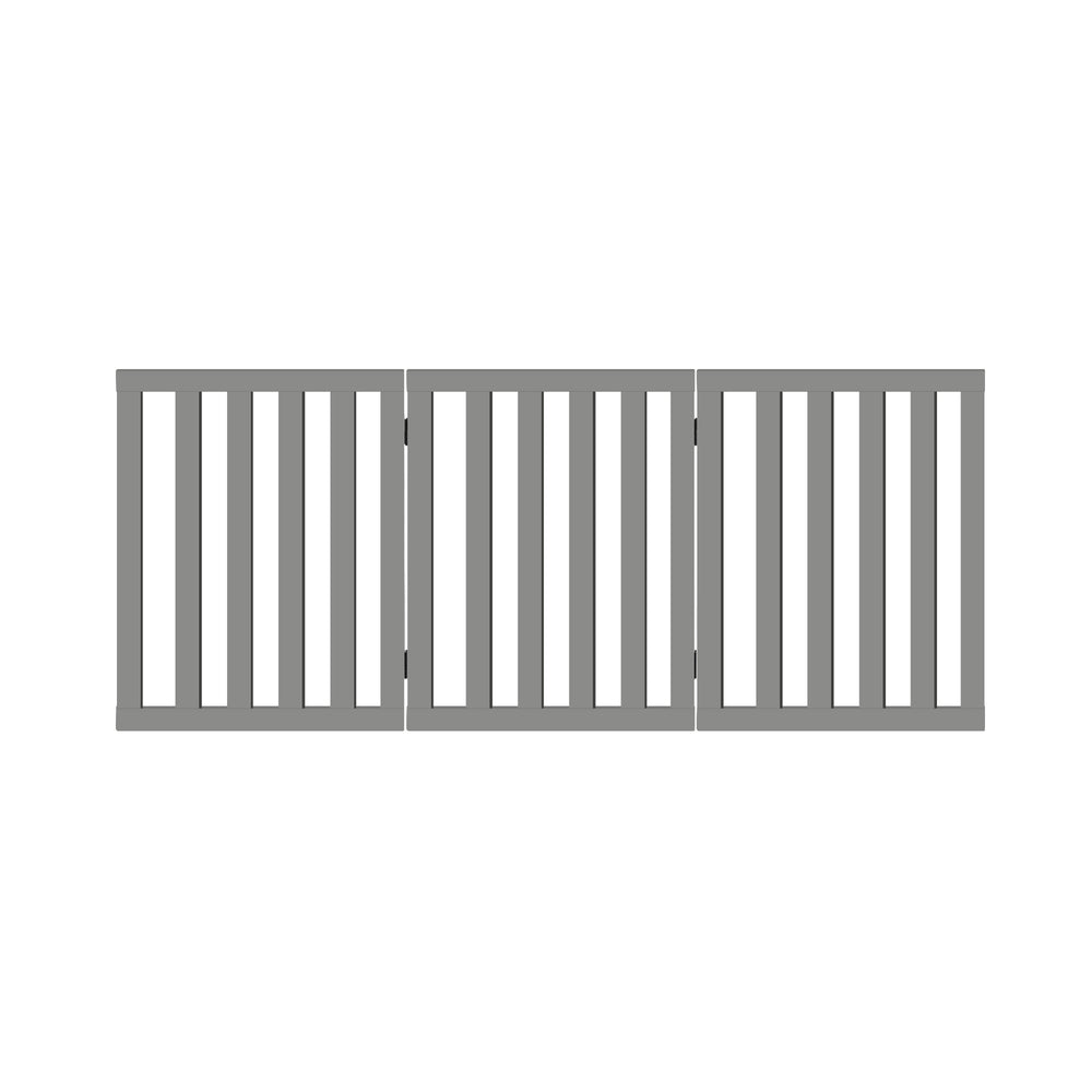 Wooden Pet Gate Dog Fence 3 Panels 80cm Grey