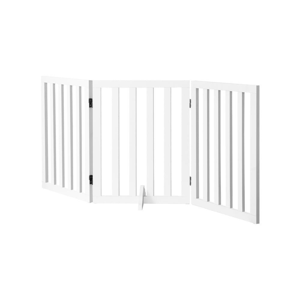 Wooden Pet Gate Dog Fence Safety Stair Barrier Security Door 3 Panels