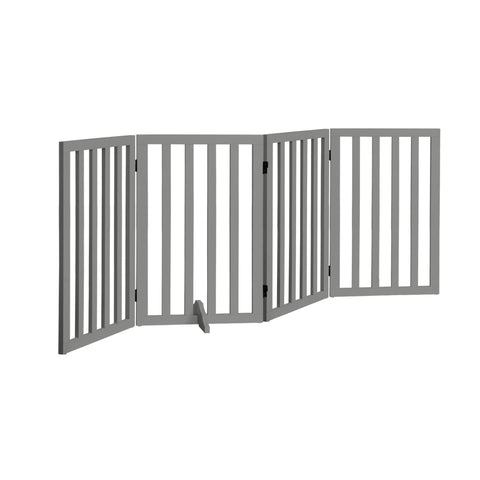 Wooden Pet Gate Dog Fence 4 Panels 80cm Grey