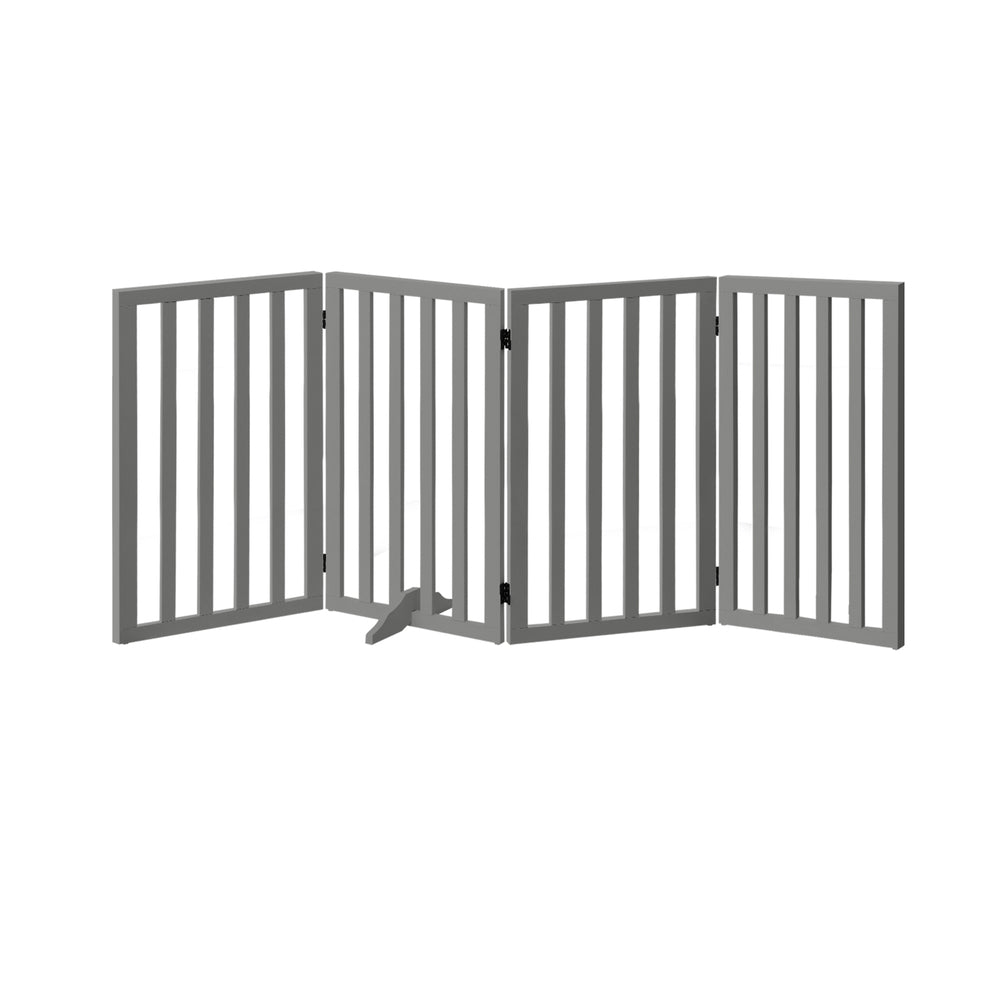 Wooden Pet Gate Dog Fence 4 Panels 80cm Grey