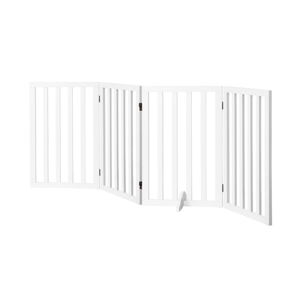 Wooden Pet Gate Dog Fence 4 Panels 80cm Grey