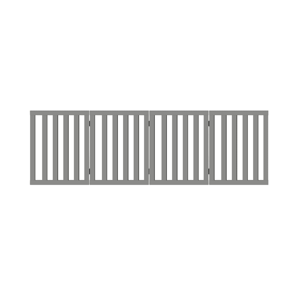 Wooden Pet Gate Dog Fence 4 Panels 80cm Grey