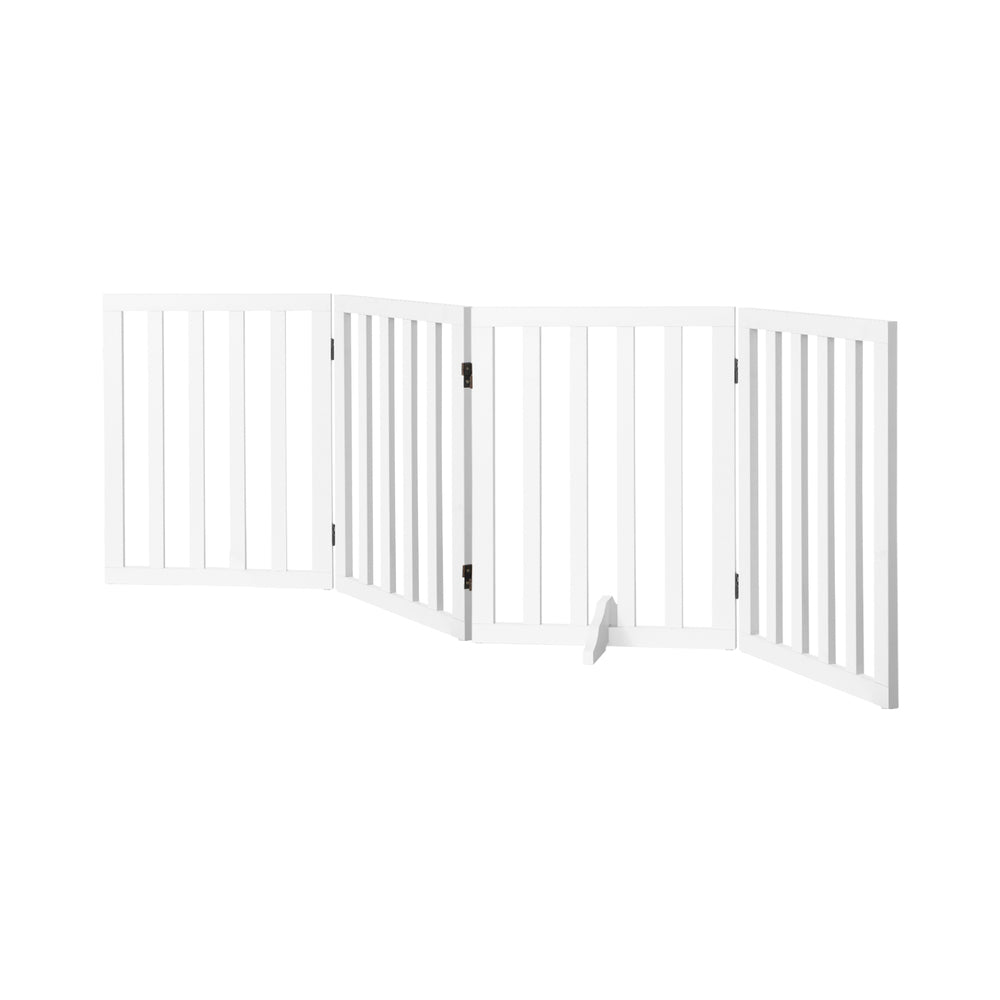 Wooden Pet Gate Dog Fence Safety Stair Barrier Security Door 4 Panels