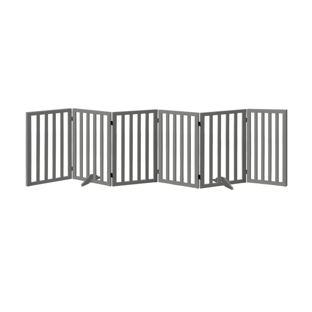 Wooden Pet Gate Dog Fence 6 Panels 80cm Grey