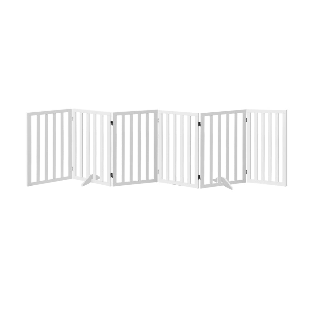 Wooden Pet Gate Dog Fence 6 Panels 80cm Grey