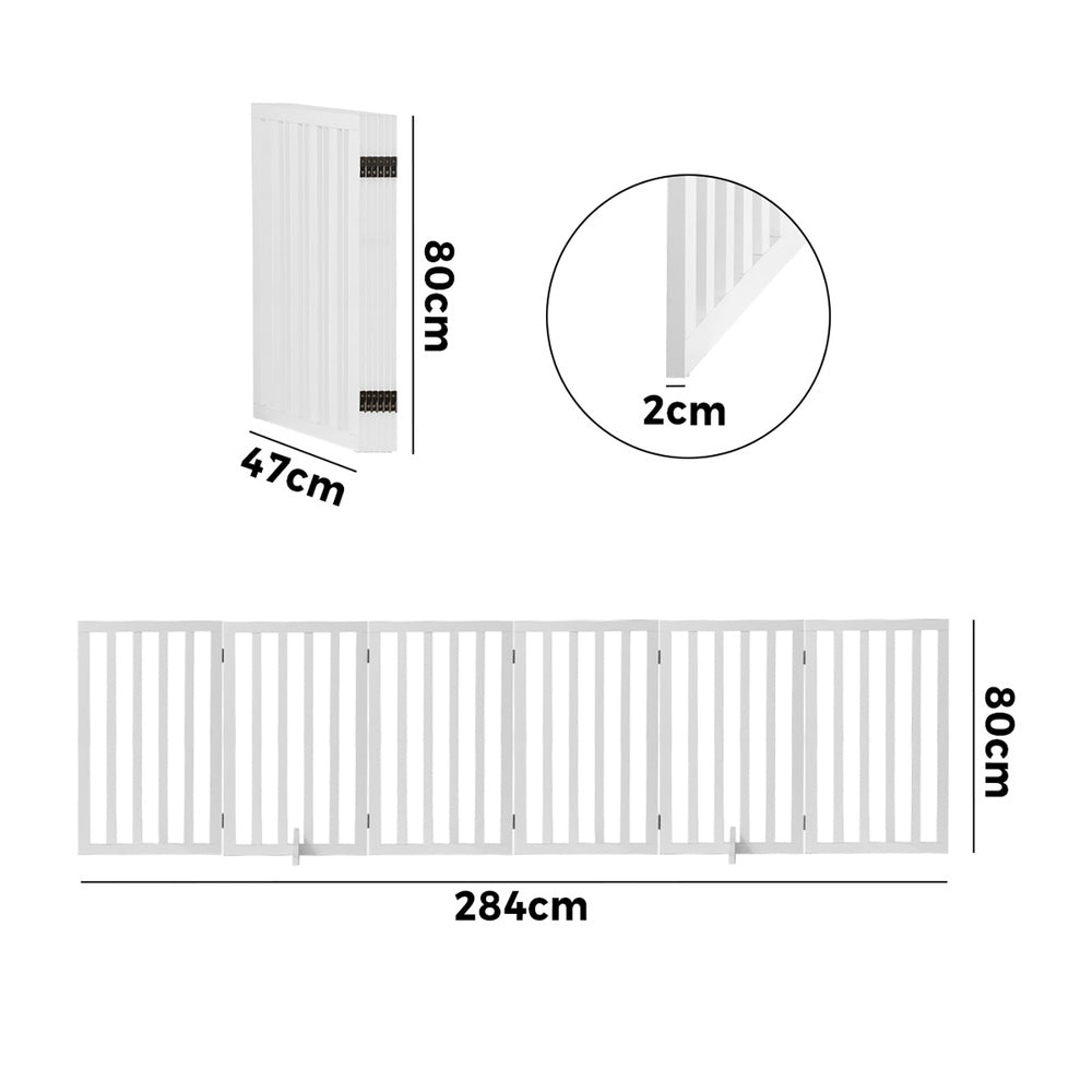 Wooden Pet Gate Dog Fence 6 Panels 80cm Grey